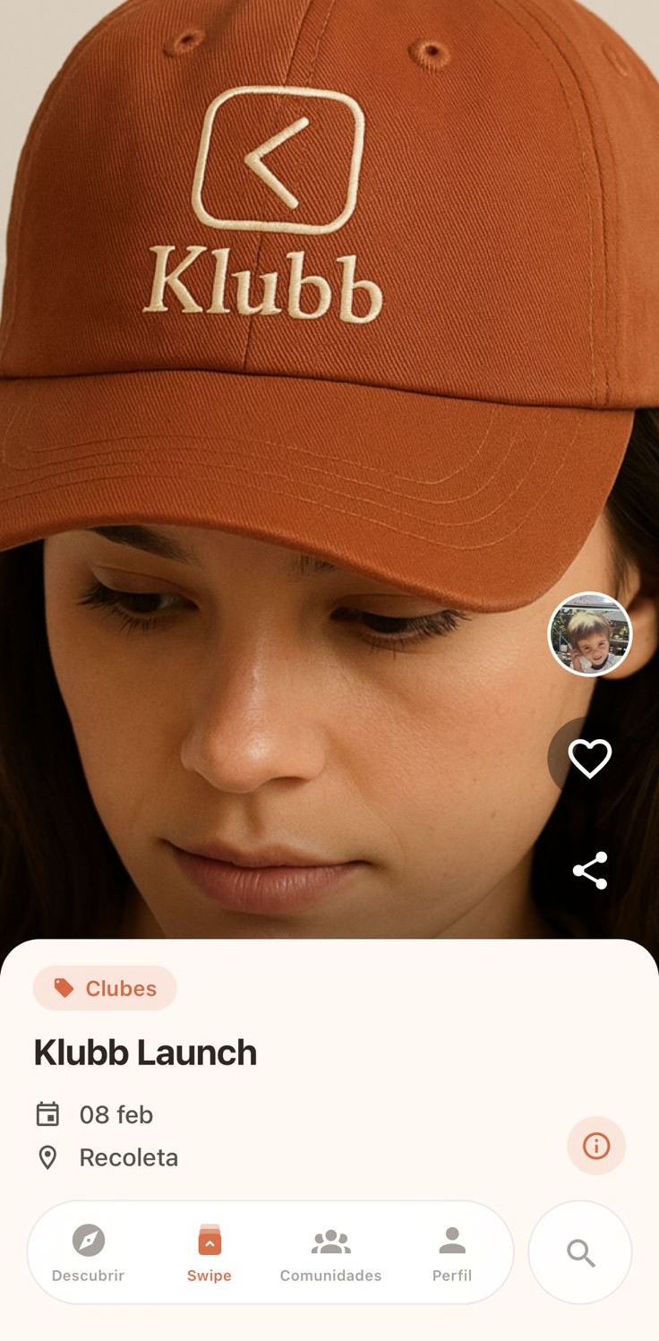 Pantalla Swipe de Klubb